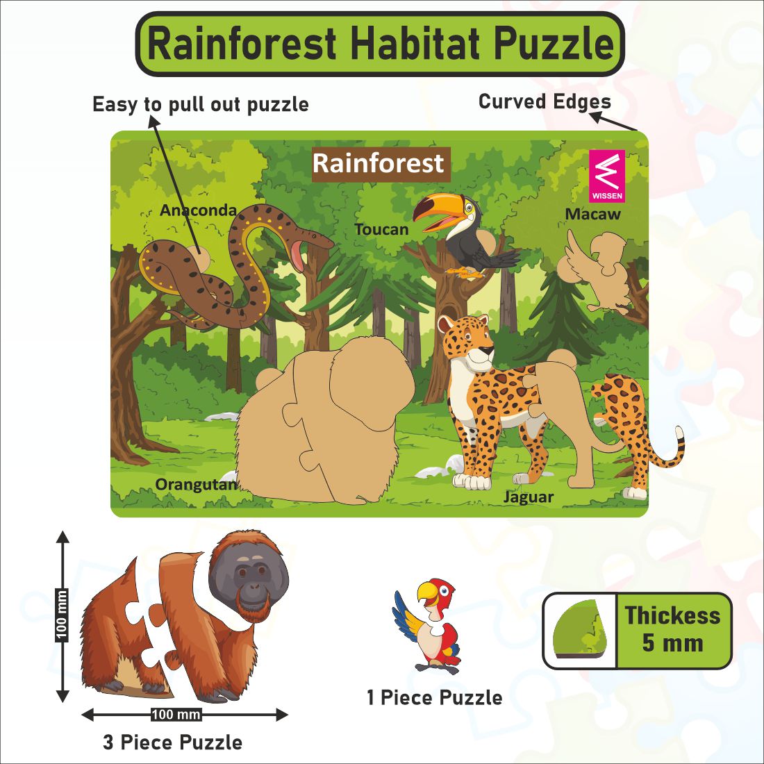 Wooden  Habitat Learning Puzzle board game for kids Set of 6