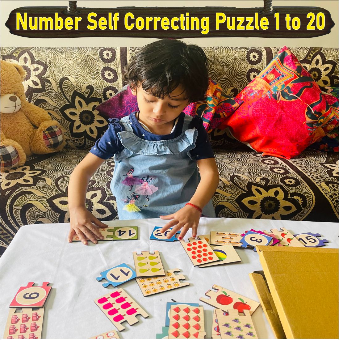 Wooden Numbers 1-20 Self Correcting Puzzles for Kids