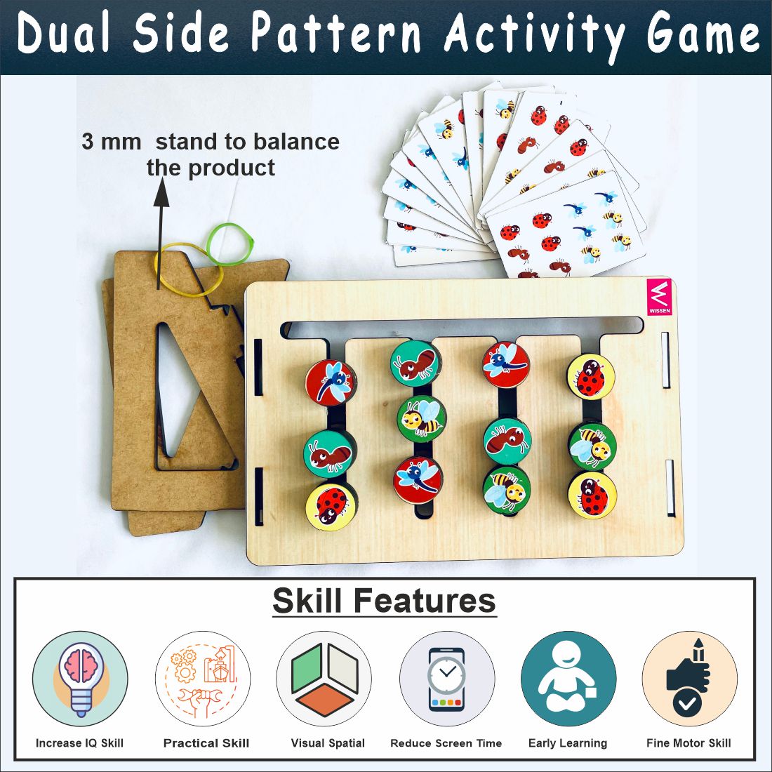 Wooden Double side Pattern Sliding Activity game