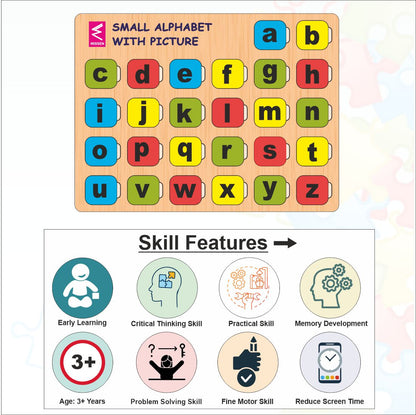 Wooden Small Alphabet matching with pictures puzzle -12*9 inch