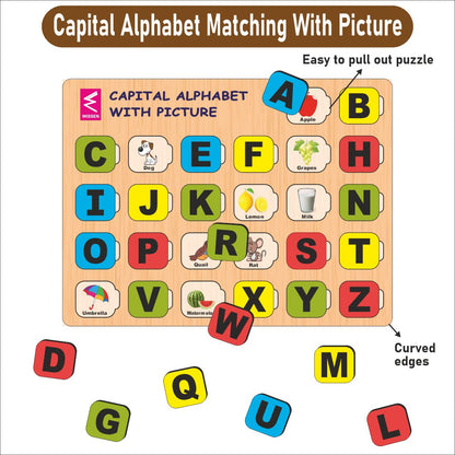 Wooden Capital Alphabet matching with pictures puzzle -12*9 inch