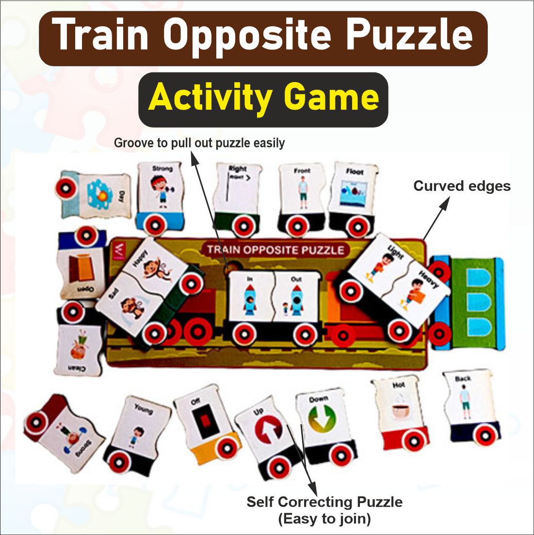 Wooden Train Opposite Puzzle Educational Board Game