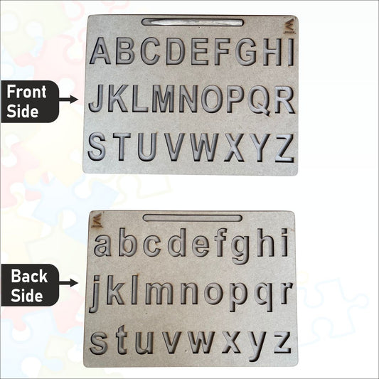 Wooden Dual Side Capital Alphabet and Small Alphabet Tracing board- 12*9 inch for kids