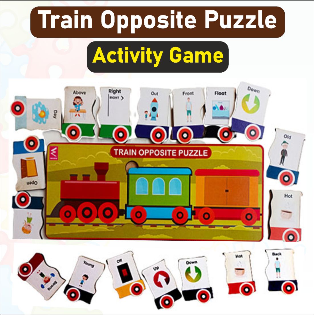 Wooden Train Opposite Puzzle Educational Board Game