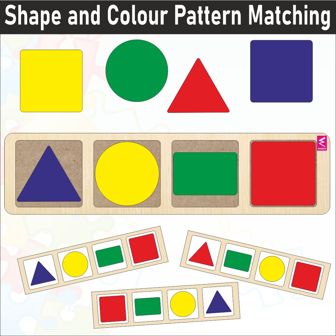 Wooden Shapes and Colour Pattern Matching Puzzle