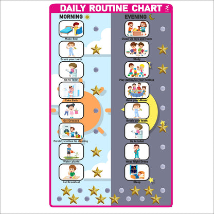 Wooden Routine Chart Velcro Wall Chart for Kids