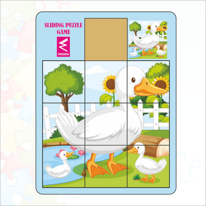 Wooden Duck and Duckling Sliding Puzzle Game