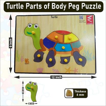 Wooden Turtle parts of body peg board Puzzle -12*9 inch