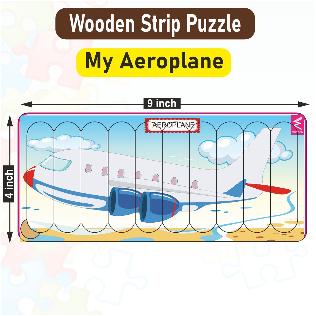 Wooden Strip Puzzle -My Aeroplane Design  -9*4 inch