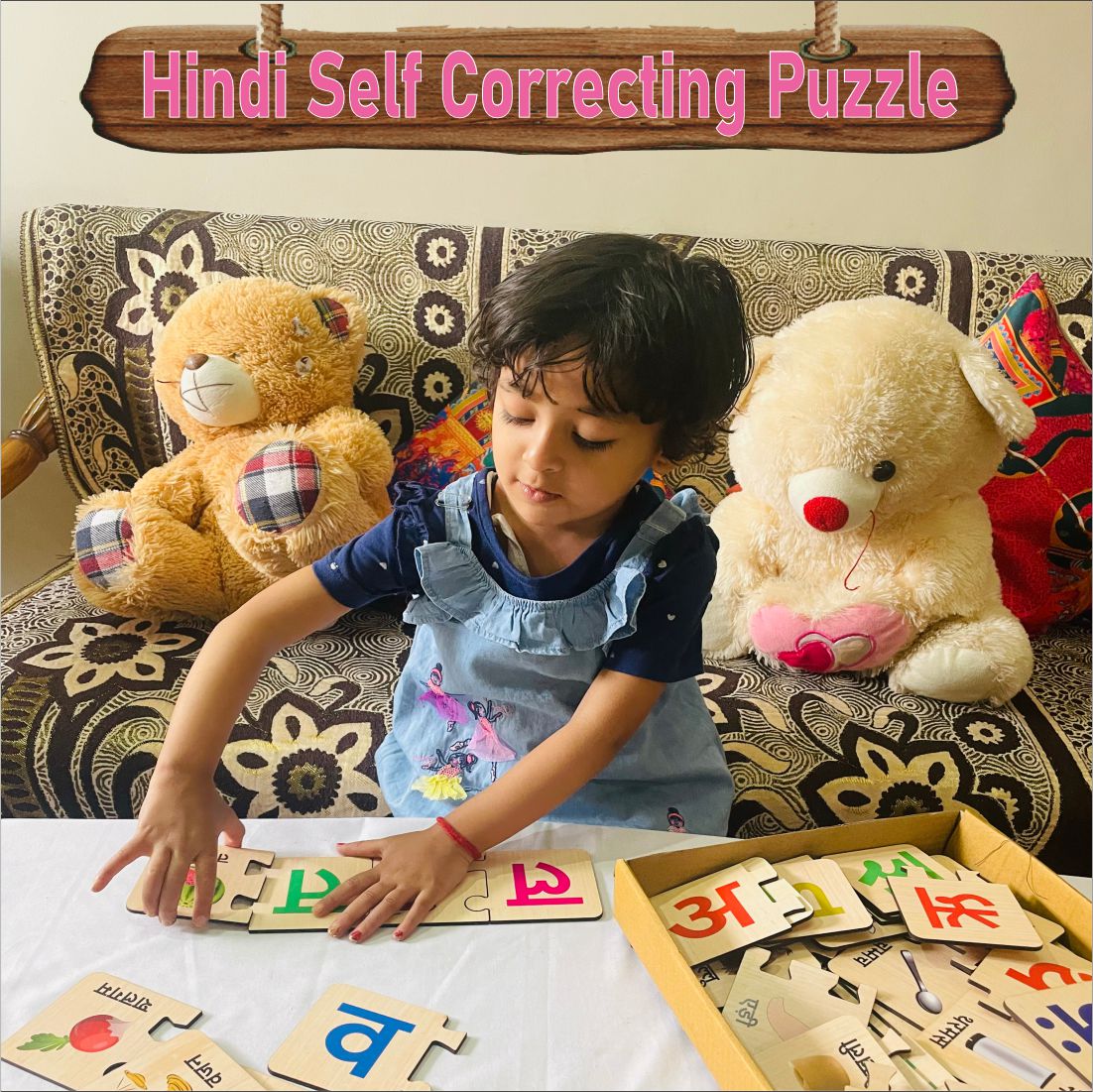 Wooden Hindi Swar and Consonant Self Correcting Puzzles