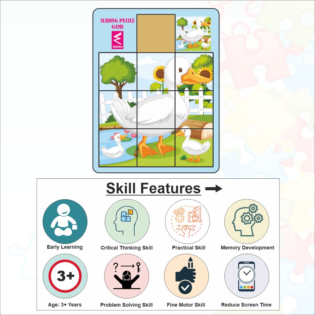 Wooden Duck and Duckling Sliding Puzzle Game