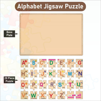 Wooden Alphabet A-Z Jigsaw Puzzle 12*18 inch for kids with puzzle tray