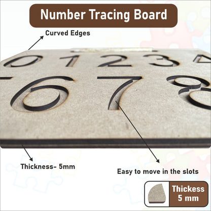 Wooden Number 1-10 Tracing board- 12*9 inch for kids