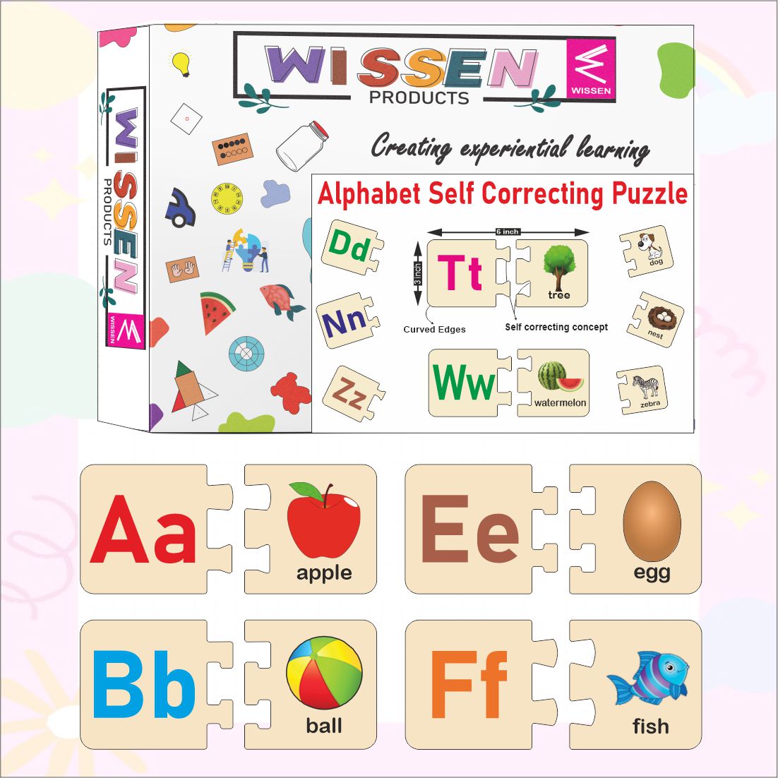 Wooden Alphabet A-Z Self Correcting Puzzle for kids