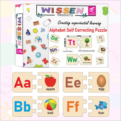 Wooden Alphabet A-Z Self Correcting Puzzle for kids