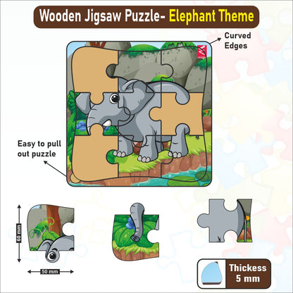 Wooden jigsaw Puzzle- 6*6 inch Elephant Theme