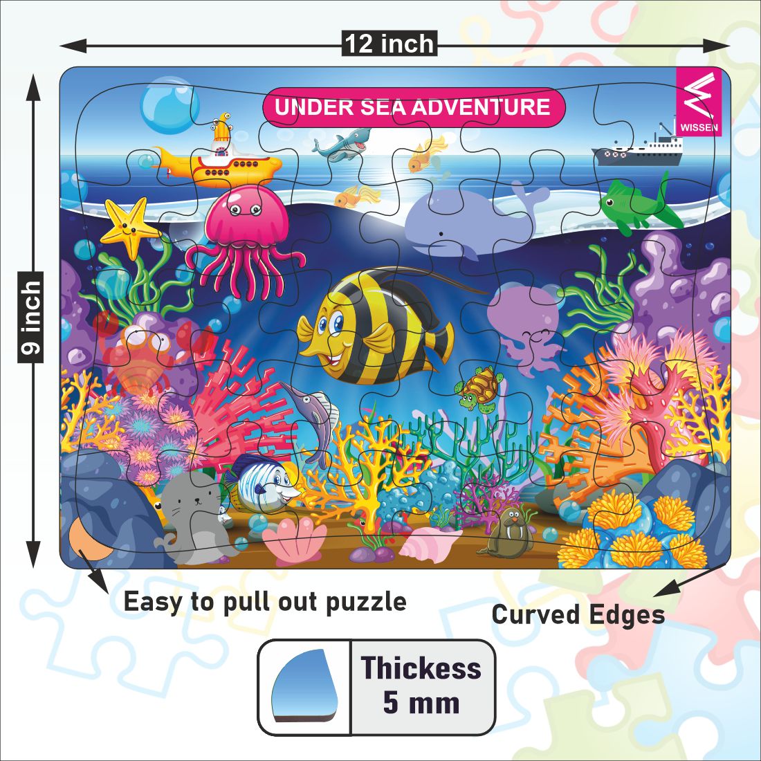 Wooden Jigsaw puzzle -12*9 inch- Under Sea theme