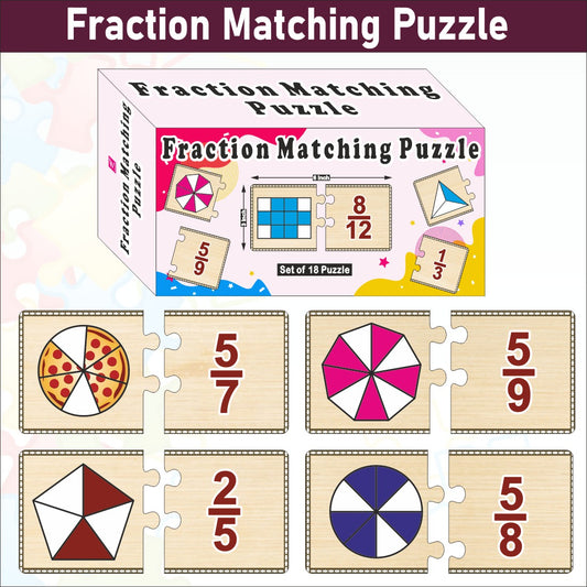 Fraction Master Wooden Match-Up: Self-Correcting Puzzle Game for kids