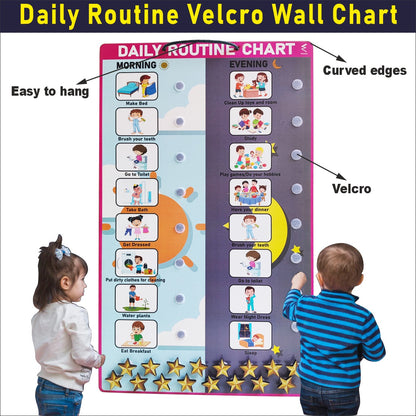 Wooden Routine Chart Velcro Wall Chart for Kids