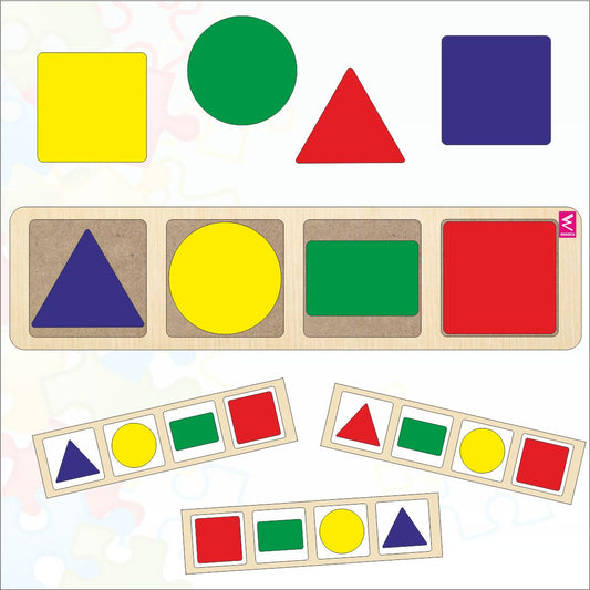 Wooden Shapes and Colour Pattern Matching Puzzle