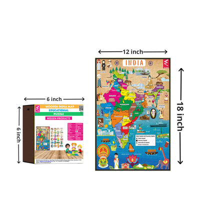 Wooden India Map Jigsaw Puzzle with wooden box packing- 12*18 inch