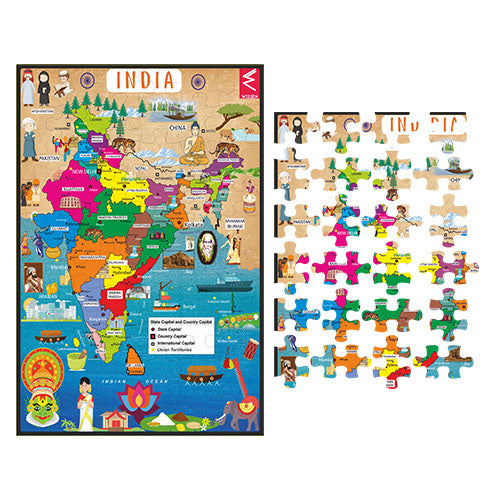 Wooden India Map Jigsaw Puzzle with wooden box packing- 12*18 inch