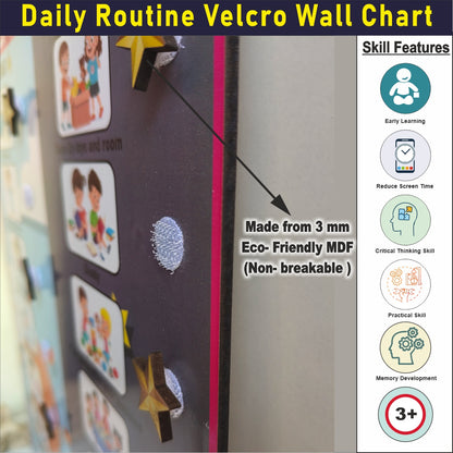 Wooden Routine Chart Velcro Wall Chart for Kids