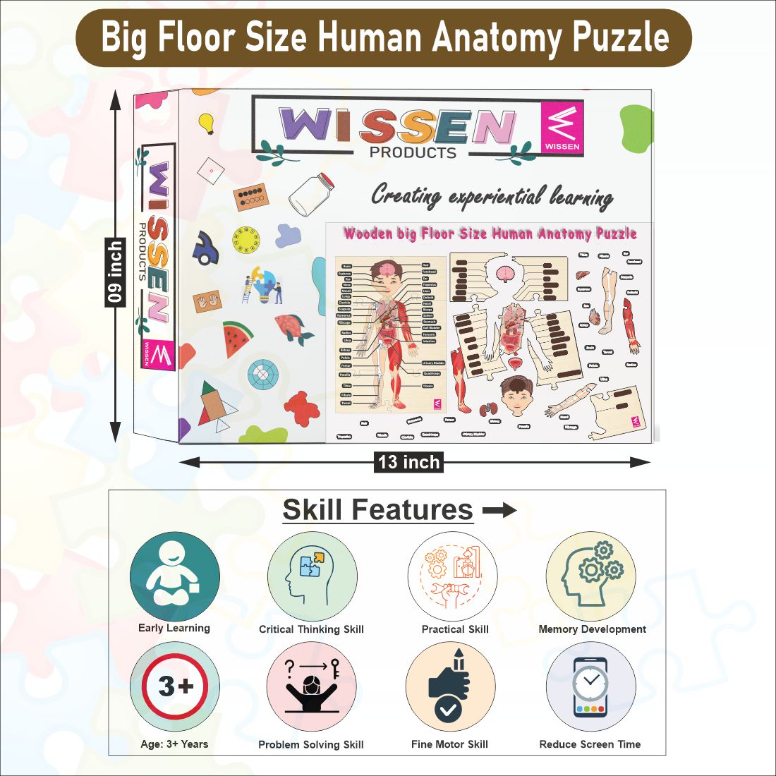 Wooden big Floor Size Human Anatomy Puzzle - Size-24*18 inch