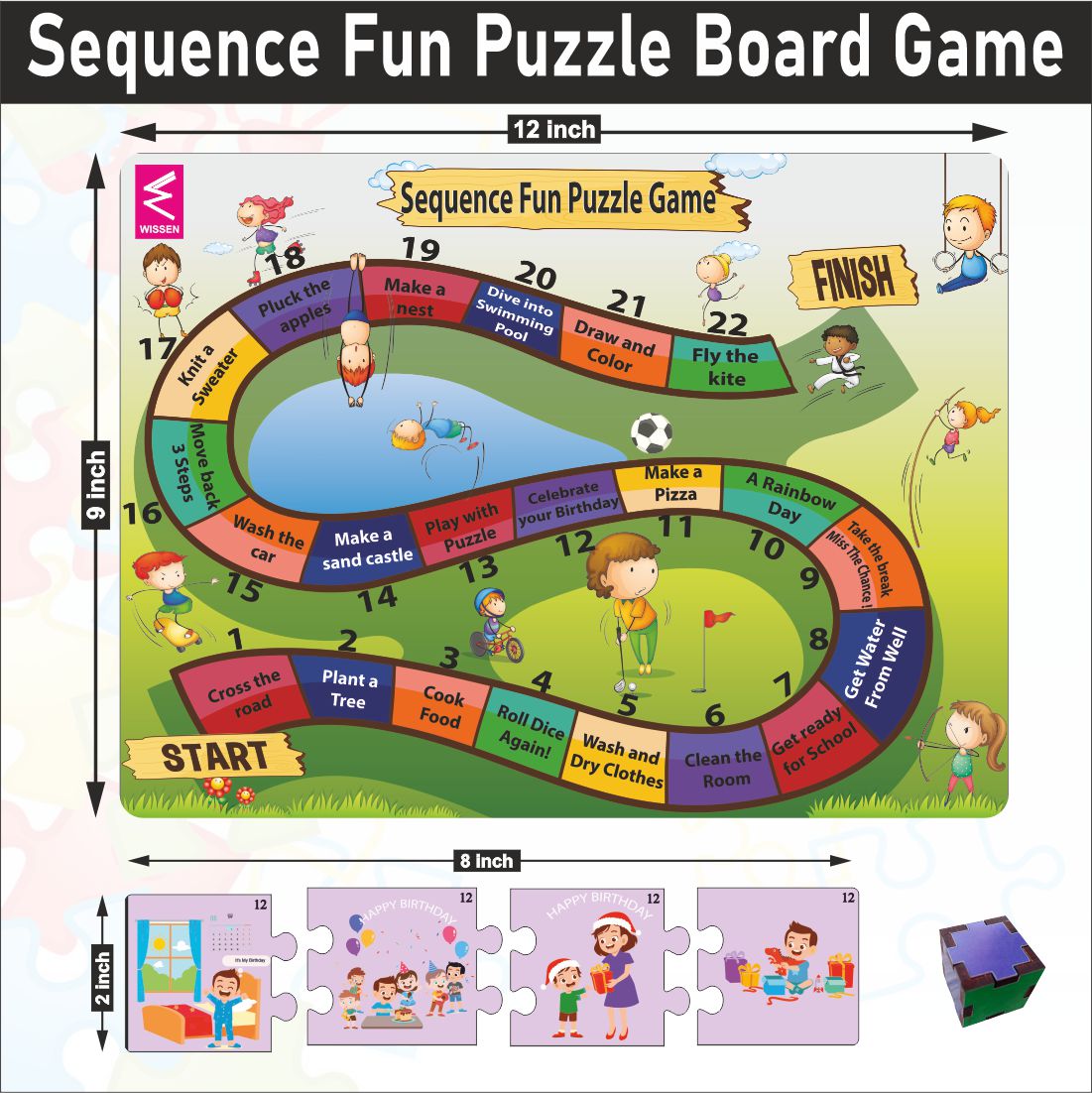 Wooden Sequence Fun Puzzle Board Game