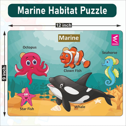 Wooden Marine Habitat Learning Puzzle board game for kids