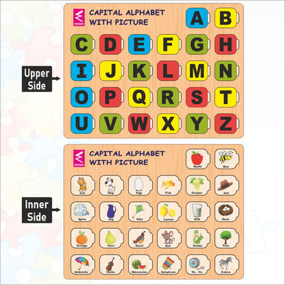 Wooden Capital Alphabet matching with pictures puzzle -12*9 inch