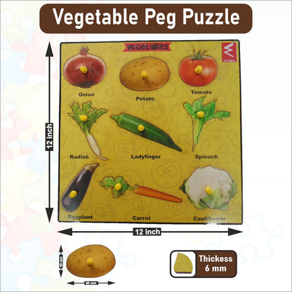 Wooden Vegetable Learning Educational  Peg Board Puzzle -12 *12 inch