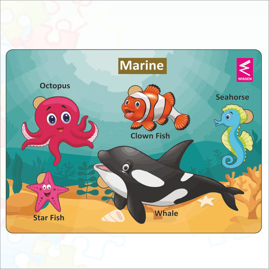 Wooden Marine Habitat Learning Puzzle board game for kids