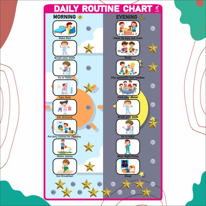 Wooden Routine Chart Velcro Wall Chart for Kids