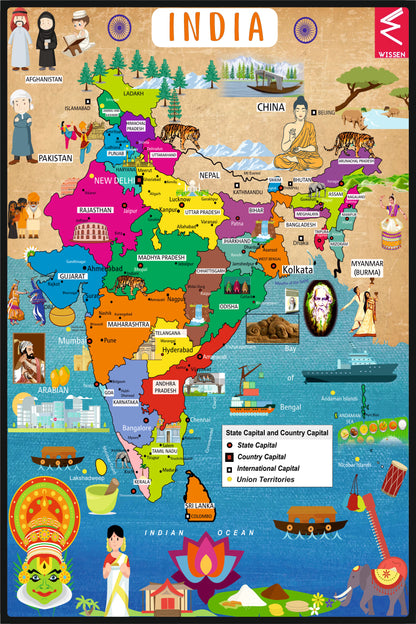 Wooden India Map Jigsaw Puzzle with puzzle tray- 12*18 inch