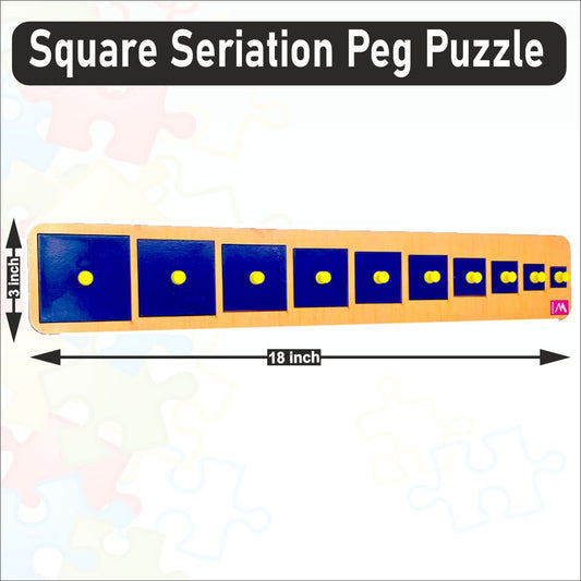 Wooden Square Seriation Peg Board Puzzle- 18*4 inch