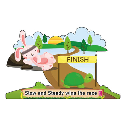 Wooden(MDF) Wall Decor Cutout for kids- Slow and Steady wins the race-Learning through Fun design - 12*18 inch