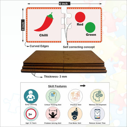 Wooden Colour Matching Puzzle- Medium Level Size- 3*3 inch for kids