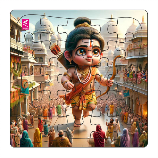 Wooden Jigsaw Puzzle "Ramayana Reveal: Adorable Adventure Jigsaw Puzzle"-  9*9 inch- 4 years above