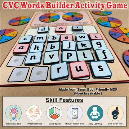 Wooden CVC Word Buiilder Activity Velcro Game for Kids