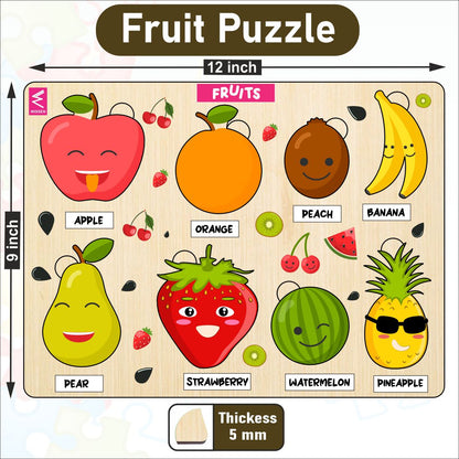 Wooden Fruit Puzzle Board for Kids- 12*9 inch