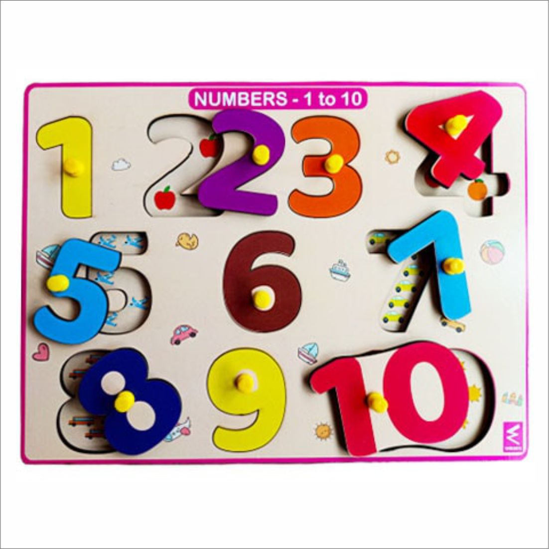 Wooden Hide and See Numbers 1-10 Peg Board Puzzle- 12*9 inch