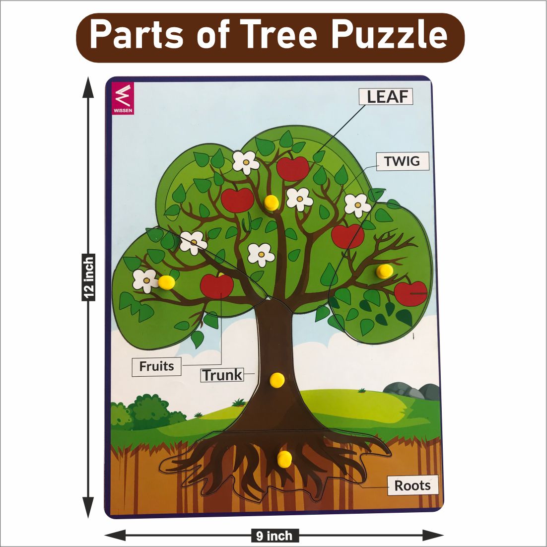 Wooden Tree parts Peg board puzzle- 12*9 inch