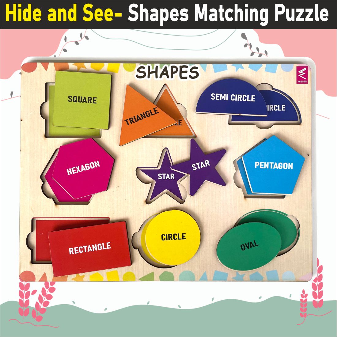 Wooden Hide and See Shapes Puzzle