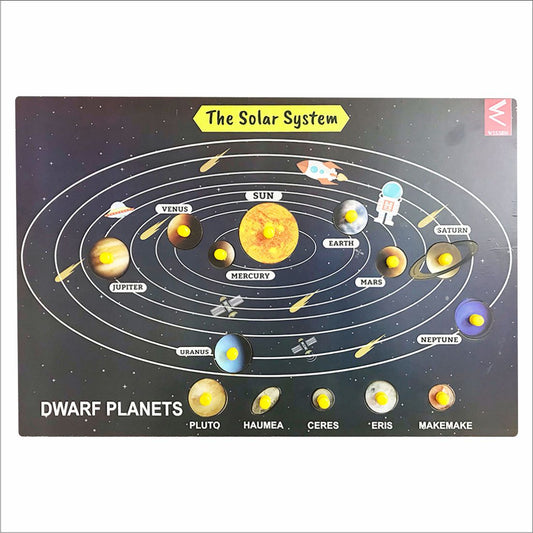 Wooden Solar System Educational Peg Board Puzzle -12*18 inch