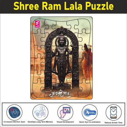 Shri Ram Lalla Wooden Jigsaw Puzzle : Explore Ayodhya's Majesty with Shri Ramlalla's Serene Design