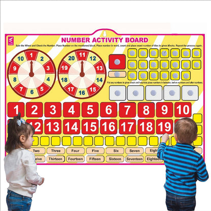 Wooden Number Activity Learning Board- Velcro Based for Kids