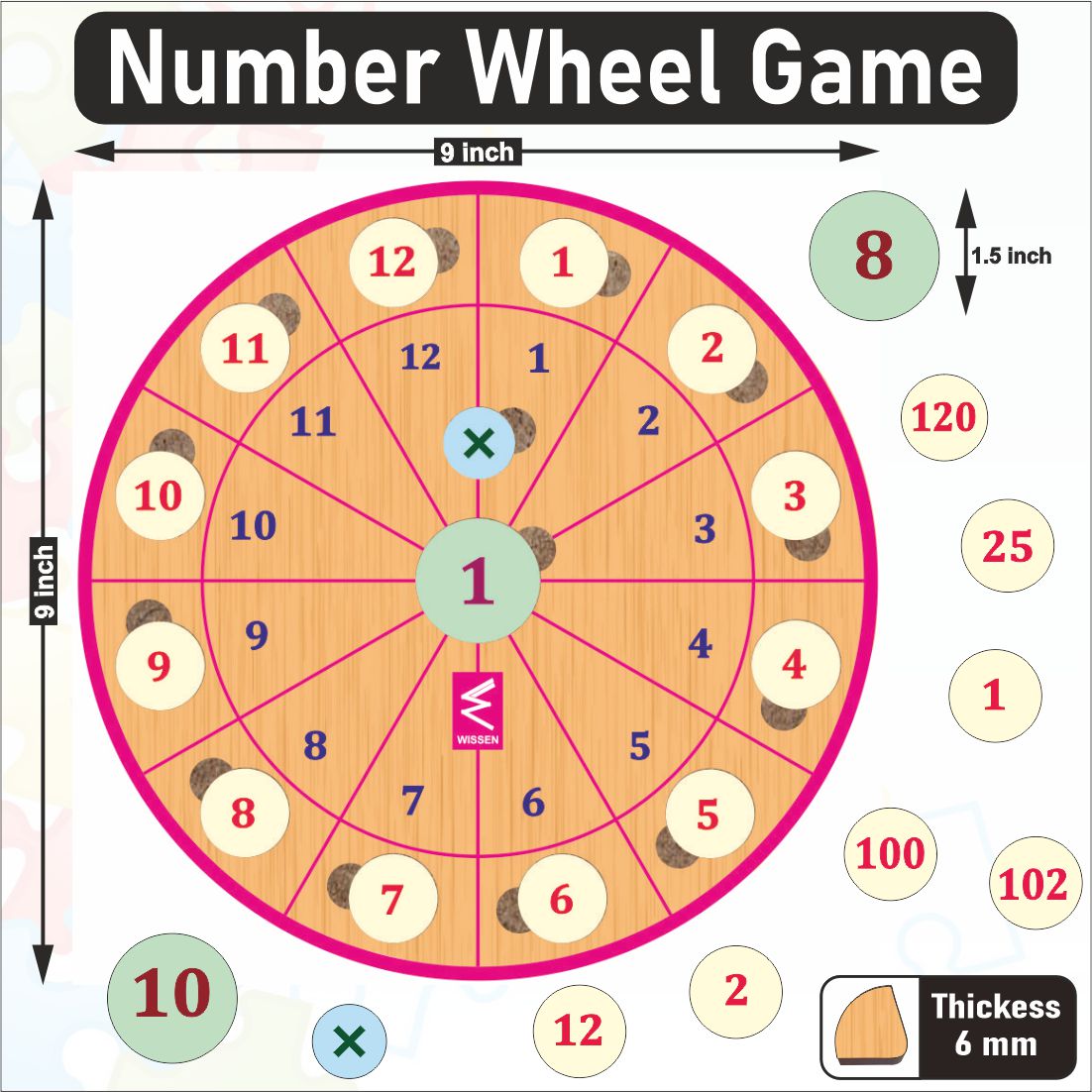 Wooden Maths Wheel Game