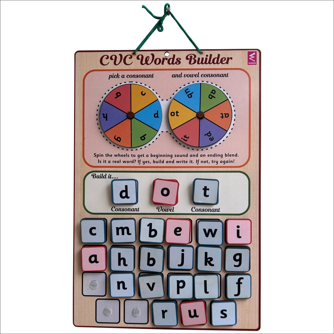 Wooden CVC Word Buiilder Activity Velcro Game for Kids