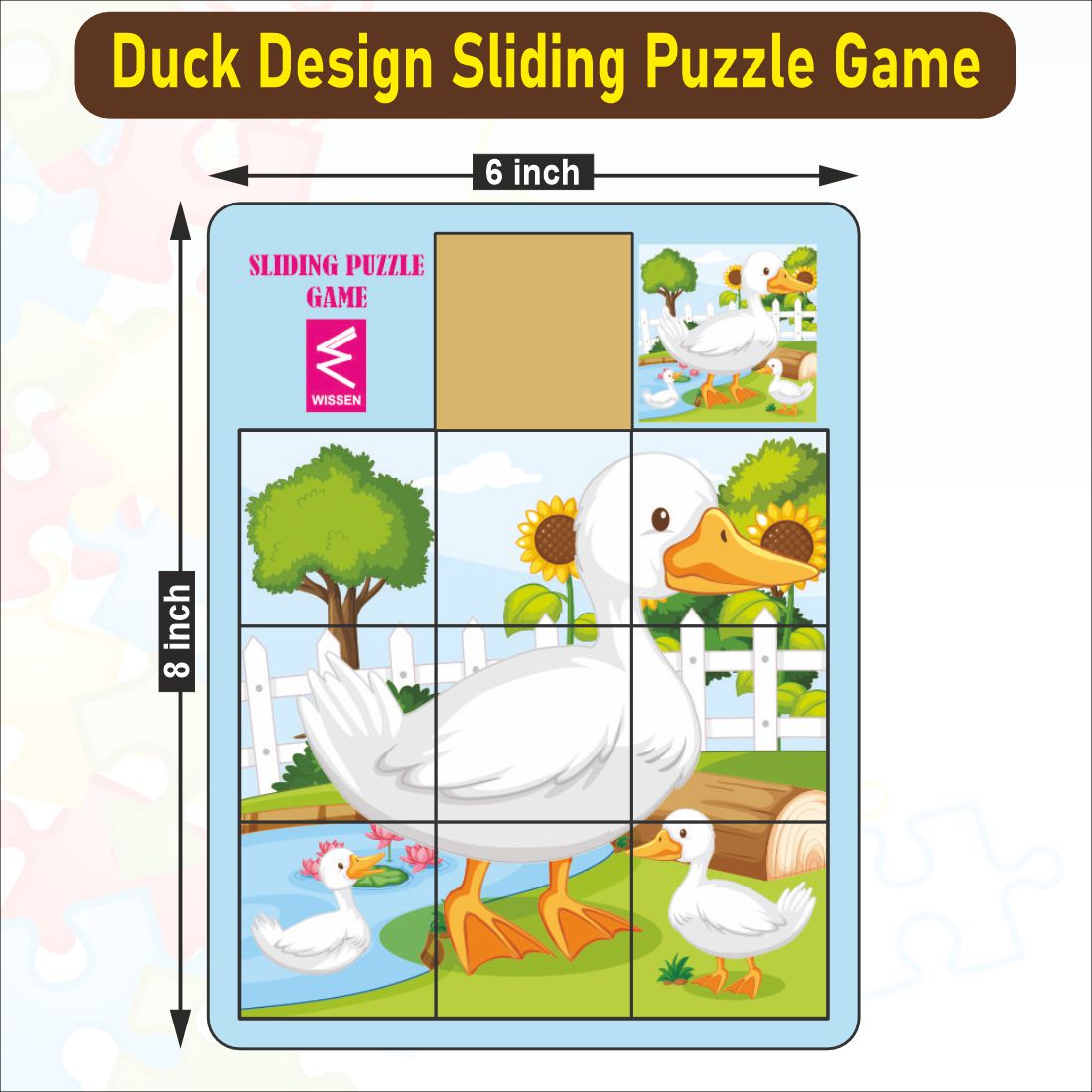 Wooden Duck and Duckling Sliding Puzzle Game